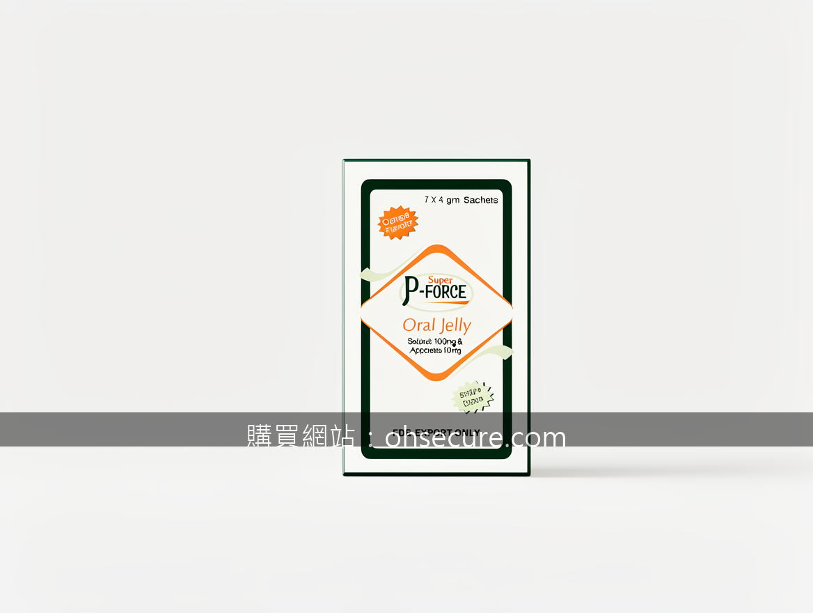 Minimalist product photography. Photograph the Super P-FORCE Oral Jelly 100mg &